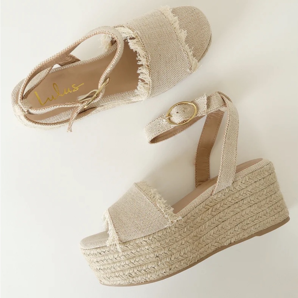 Daphnie Beige Espadrille Platform Sandals